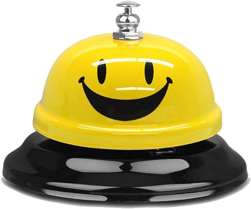 Wekoil Call Bell Lovely Smile Face Desk Service Bell Ding Bell for Restaurant Hotel Room Kitchen Party Office Elderly Large Yellow Cute Bell,3.3 inch Yellow - Image 1